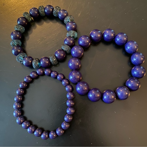 Set of 3 Navy Bead Bracelets - Picture 2 of 5